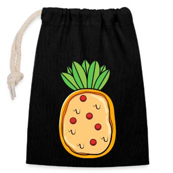 Pizza Hawaï - Sac cadeau en coton avec cordon (14 x 20 cm) - noir - Devant