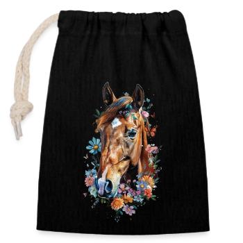 Quarter Horse - Closable cotton gift bag (14x20cm) - black - Front