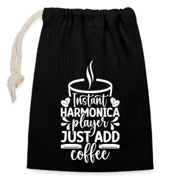 Harmonica Musican Instant Player Just Coffee - Closable cotton gift bag (14x20cm) - black - Front