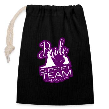 Équipe de soutien à la mariée - Sac cadeau en coton avec cordon (14 x 20 cm) - noir - Devant