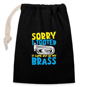 Tuba désolé je l’ai fait Sortir De Mes Cuivres - Sac cadeau en coton avec cordon (14 x 20 cm) - noir - Devant