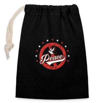 Peace - Closable cotton gift bag (14x20cm) - black - Front