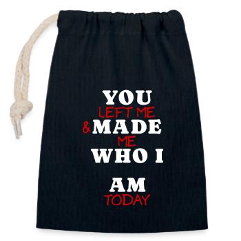 You Left Me – Love Quote for Heartache - Closable cotton gift bag (14x20cm) - navy - Front