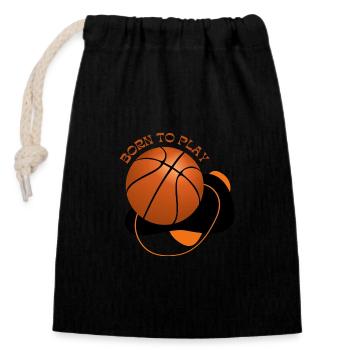 BORN TO PLAY BASKETBALL DESIGN - Closable cotton gift bag (14x20cm) - black - Front