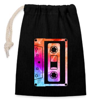 80s 90s Cassette Mixtape Retro Funny - Closable cotton gift bag (14x20cm) - black - Front