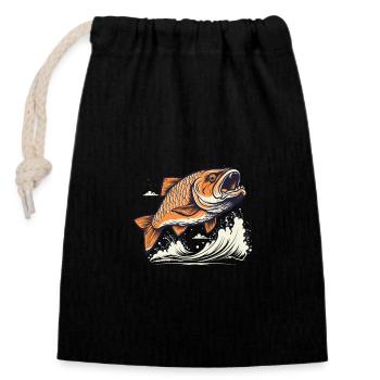 Édition Pêcheur - Sac cadeau en coton avec cordon (14 x 20 cm) - noir - Devant