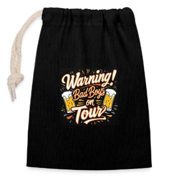 Men on Tour Boys on Tour Funny Text - Closable cotton gift bag (14x20cm) - black - Front