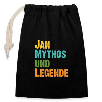 Jan der Mythos und Legende Vorname Jan - Verschließbarer Geschenkbeutel aus Baumwolle (14x20cm) - Schwarz - Vorne