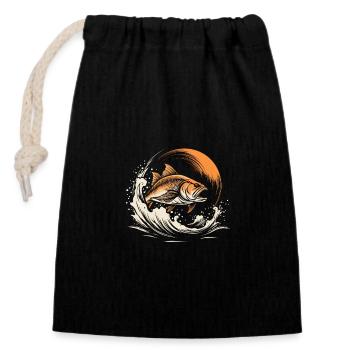 Angler Edition - Closable cotton gift bag (14x20cm) - black - Front