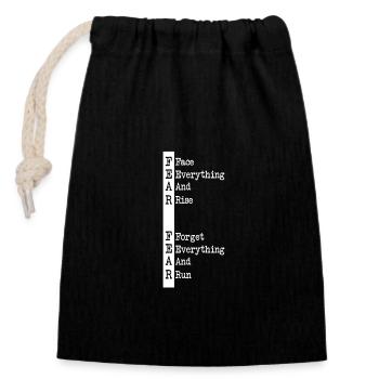 Peur combatif Pensée positive Force forte - Sac cadeau en coton avec cordon (14 x 20 cm) - noir - Devant