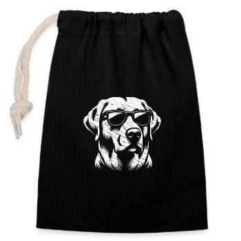 Labrador Retriever Loyauté Ami de la famille - Sac cadeau en coton avec cordon (14 x 20 cm) - noir - Devant