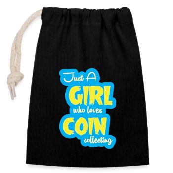 Coin collector - Closable cotton gift bag (14x20cm) - black - Front