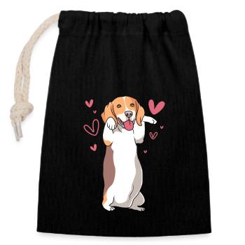 Beagle Maman Maman Chien Maman - Sac cadeau en coton avec cordon (14 x 20 cm) - noir - Devant