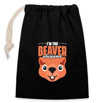 Cute I'm The Beaver Whisperer A Beaver Hunter - Closable cotton gift bag (14x20cm) - black - Front