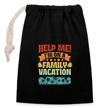 Beach Vacation Vibe Vintage Help Me I'm On A - Verschließbarer Geschenkbeutel aus Baumwolle (14x20cm) - Schwarz - Vorne