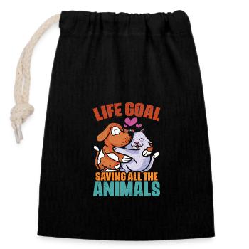 Vintage Life Goal Sauvez tous les animaux pour Vet Med - Sac cadeau en coton avec cordon (14 x 20 cm) - noir - Devant