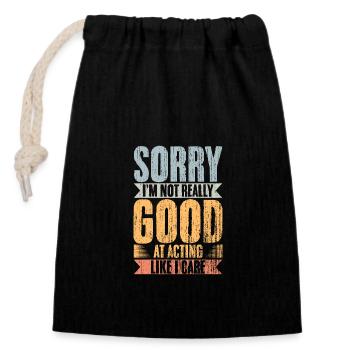 Vintage Introverts I'm Not Really Good At Acting - Closable cotton gift bag (14x20cm) - black - Front