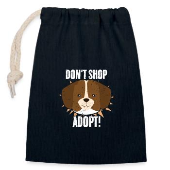 Mignon visage de chien ne magasinez pas Adoptez un animal en famille d’accueil - Sac cadeau en coton avec cordon (14 x 20 cm) - bleu marine - Devant