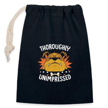 Thoroughly Unimpressed Naughty Dog Funny - Closable cotton gift bag (14x20cm) - navy - Front