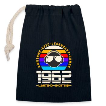 1962 - Closable cotton gift bag (14x20cm) - navy - Front