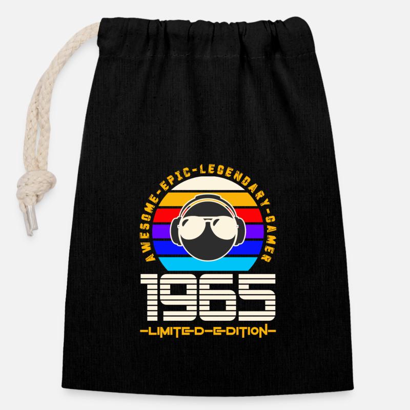 1965 - Closable cotton gift bag (14x20cm) - black