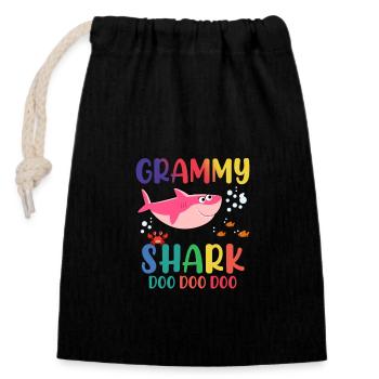 Grammy Shark Vatertagsgeschenk von Ehefrau Sohn - Verschließbarer Geschenkbeutel aus Baumwolle (14x20cm) - Schwarz - Vorne