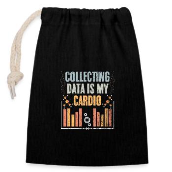 Collecting Data Is My Cardio Retro Data Science - Closable cotton gift bag (14x20cm) - black - Front