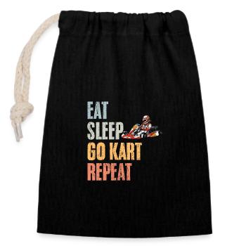 Eat Sleep Vintage Go Karting Hobby For A Go-Kart - Closable cotton gift bag (14x20cm) - black - Front