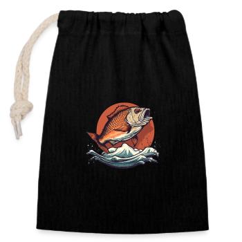 Angler Edition - Closable cotton gift bag (14x20cm) - black - Front