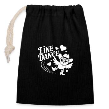 Line Dance Eule lustige Eule mit Stetson und Boots - Verschließbarer Geschenkbeutel aus Baumwolle (14x20cm) - Schwarz - Vorne
