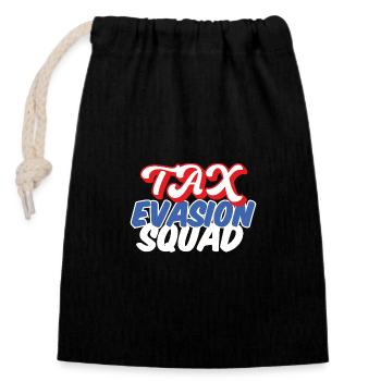 tax evasion squad - Closable cotton gift bag (14x20cm) - black - Front