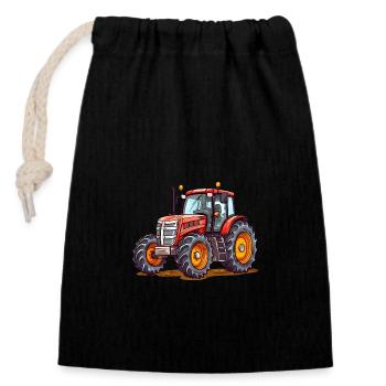 cartoon tractor - Closable cotton gift bag (14x20cm) - black - Front