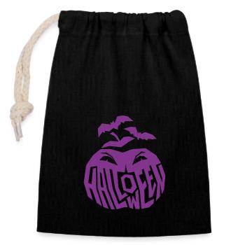 Purple Scary Pumpkin - Closable cotton gift bag (14x20cm) - black - Front