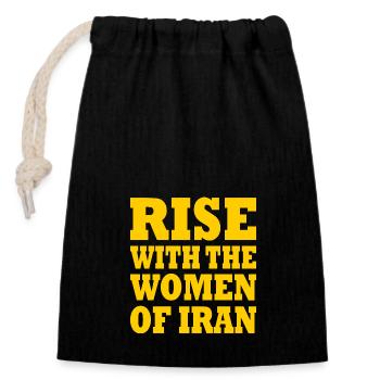 Rise with the women of iran - Verschließbarer Geschenkbeutel aus Baumwolle (14x20cm) - Schwarz - Vorne