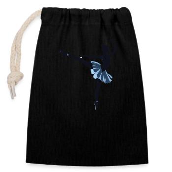 Black and White Ballet Dancer Illustration - Closable cotton gift bag (14x20cm) - black - Front