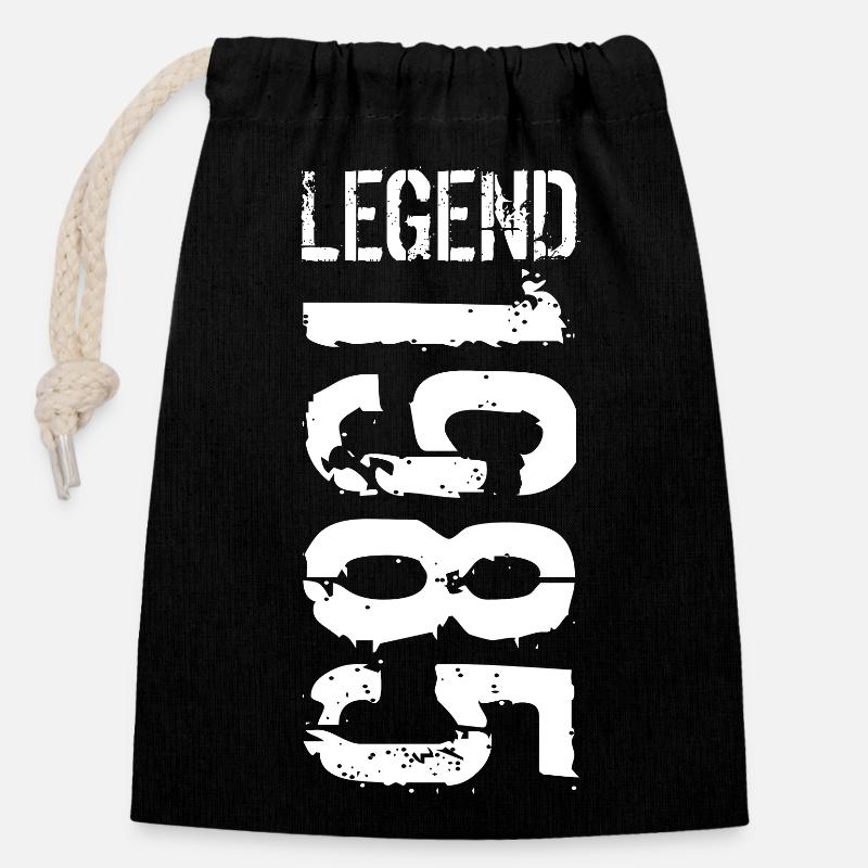 Légende 1985 blanc - Sac cadeau en coton avec cordon (14 x 20 cm) - noir