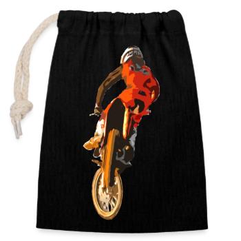 Motocross Racing T-Shirt Enduro T Shirt Supercross - Closable cotton gift bag (14x20cm) - black - Front