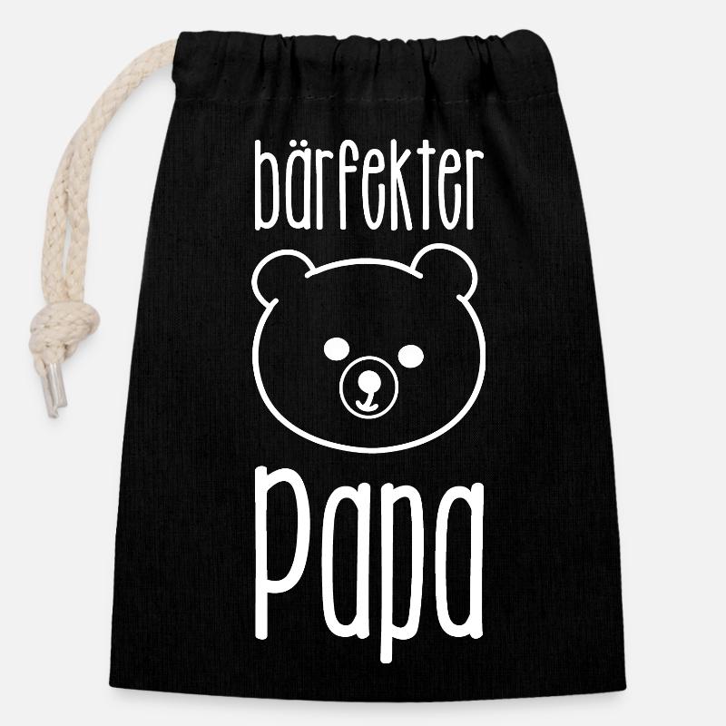 bärfekter Papa - perfekt für den Vatertag - Verschließbarer Geschenkbeutel aus Baumwolle (14x20cm) - Schwarz