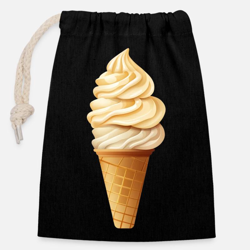 Glace - Sac cadeau en coton avec cordon (14 x 20 cm) - noir