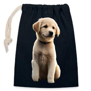 Hund - Verschließbarer Geschenkbeutel aus Baumwolle (14x20cm) - Navy - Vorne
