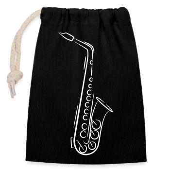 Saxophone Sketch - Closable cotton gift bag (14x20cm) - black - Front