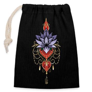 Indigo-Lotus-Chakren unalome - Verschließbarer Geschenkbeutel aus Baumwolle (14x20cm) - Schwarz - Vorne