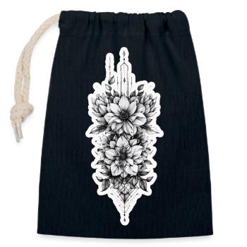 Fleurs finement formées de forme tribale comme tatouage - Sac cadeau en coton avec cordon (14 x 20 cm) - bleu marine - Devant