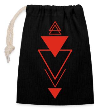 Symbole triangulaire (rouge) - Sac cadeau en coton avec cordon (14 x 20 cm) - noir - Devant