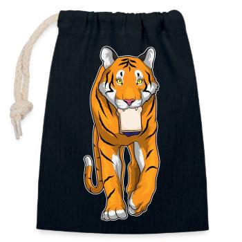 Tiger Sandwich - Verschließbarer Geschenkbeutel aus Baumwolle (14x20cm) - Navy - Vorne