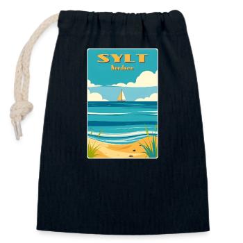 Sylt North Sea - Closable cotton gift bag (14x20cm) - navy - Front