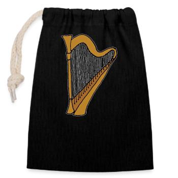 Harp Plucked Instrument Music Orchestra - Closable cotton gift bag (14x20cm) - black - Front