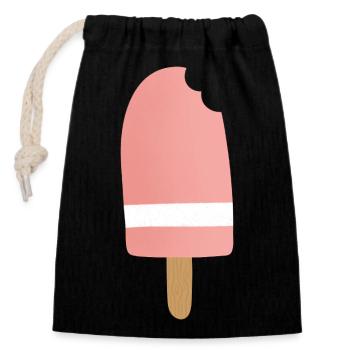 Gradient Pink Popsicle Bite - Verschließbarer Geschenkbeutel aus Baumwolle (14x20cm) - Schwarz - Vorne