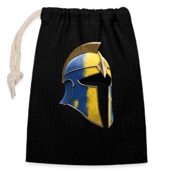 Spartanischer Helm - Verschließbarer Geschenkbeutel aus Baumwolle (14x20cm) - Schwarz - Vorne