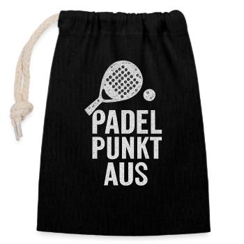 Padel. Punkt. Aus. – Statement Design - Verschließbarer Geschenkbeutel aus Baumwolle (14x20cm) - Schwarz - Vorne